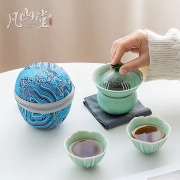 Radošās Ķīnas Teaware Komplekti Portatīvie Ceļojumu Roku darbs Keramikas Pēcpusdienā Smalku Kaulu Teaware Komplekti Ferramentas Mājas Virtuve DB60CJ
