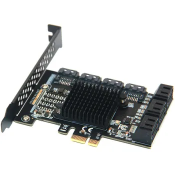 PCI-E 1X, lai 6/10 Ostas SATA3.0 Paplašināšanas Karti PCIE 6Gbs Iekšējā 1X Adapteris Pārveidotājs MacOS Windows 7/8/ 10 Melns