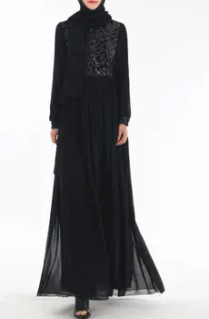 Abayas garās kleitas Modes 3D Izšuvumi Abaya Musulmaņu Ģērbšanās Sieviešu Mērci Musulmaņu turku Kleita Kaftans Vakara Kleita