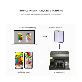 Liela inkjet A3 UV printeri, kas izmanto Epson DX5 print head par efektīvu drukāšanu no mobilo telefonu gadījumos/kartes/keramikas rūpnīcu