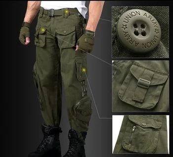 Kravas Bikses Vīriešu Outwear Multi Pocket Taktiskā Militārā Armijas Taisnas Bikses Bikses Bikses (Dungriņi) Rāvējslēdzēja Kabatas Vīriešu Bikses