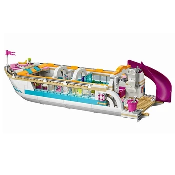 Meitenes Sērijas 41015 Brīvdienu Laivu 3D Delfīnu Cruiser Celtniecības Bloki, Bērnu Rotaļlietas Saderīgu Draugiem Dāvanas Delfīnu Jahtu Rotaļlietas