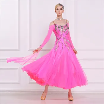 B-16208 Karstā rozā allroom deju kleitu Standartam dancewear kostīmu Mūsdienu kleitu Valsis Konkurences Dancewear