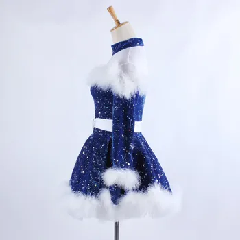 H2674 Bērnu Baleta Deju Kleitu Meiteņu Rudens Ziemas Garām Piedurknēm Spalvu Skatuves Sniegumu Kostīmu Profesionālās Dancewear