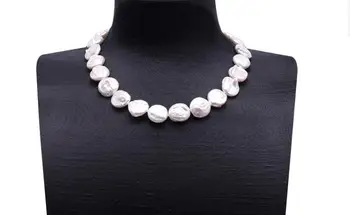 Sieviešu Rotaslietas dabas pērle 20mm balts šķēle baroka saldūdens pērļu kaklarota dāvanu 17