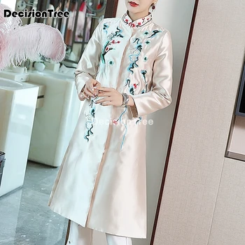 2022 dāma vintage celtņa izšuvumi ilgi qipao drēbes elegants sieviešu cheongsam mandarīnu apkakles elegants ķīniešu kleita vestidos