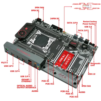 JINGYUE X99 Komplekts Mātesplati LGA 2011-3 Kopa Ar E5 2650 V3 CPU Procesoru, 16GB(8.G*2) DDR4 ECC RAM Atmiņu, SATA M. 2 X99 TITĀNA D4