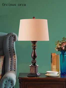 Amerikāņu radošo Vintage sveķi, galda lampas dzīvojamā istabā gultas lampa Eiropas lauku LED klasiskās galda lampas bezmaksas piegāde