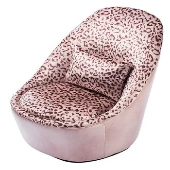 Gaismas luksusa mākslas Rozā Leopards Drukāt atpūtas krēsls, dzīvojamā istaba top ādas masīvkoka dīvāna, krēsla flannelette vienu krēslu