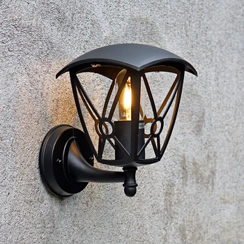 SANDIY Antīkās Sienas Lampas Eiropas Vintage Sienas lampas Āra Dārza Vārtiem, Alumīnija+Stikla E27 Spuldzes Maināmiem Sudrabs/Melns