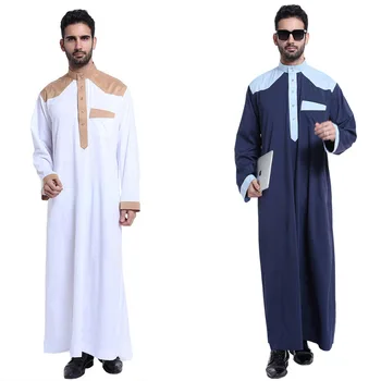 2022 Musulmaņu islama saūda thobe vīriešiem abaya marokas dubaija kleita turku Thawb Caftan modes raibs balta, zila