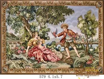 Eiropas gobelēns unikālas Formas Sienas Ziedu Debess antikvariāts, Aubusson vilnas tapestrycurtains