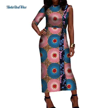 Āfrikas Kleitas Sievietēm Izdrukāt Vienas Piedurknes Potītes Garums Sieviešu Kleitas Vestidos Bazin Riche Ankara Kleitas Āfrikas Drēbes WY8393