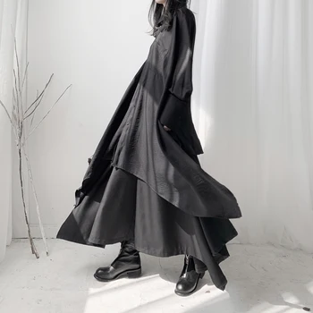 Johnature Japāņu Yamamoto Dizaina Sieviešu Bikses 2021. Gada Pavasarī Jaunu Nelegālo Potītes garuma Plaša Kāju Bikses