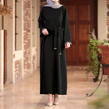 Abaya Dubaija Eid garām Piedurknēm Musulmaņu Modes Kleita Abayas Sievietēm arābu Apģērbs Gadījuma Zaudēt Islāma Kleitas Modes Tērpu 4XL