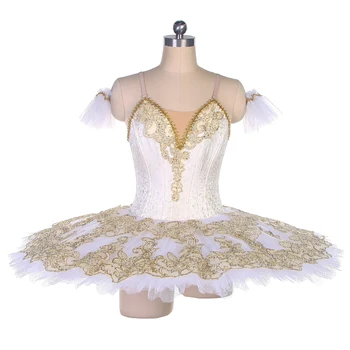 B22089 Zelta Apdari Ziloņkaula Krāsa Top Bodice Baleta Tutu Konkurences Deju Tērpi