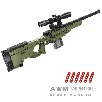 Militārās Sērija AWM PUBG WW2 Automātiskā Shot Gun KM Celtniecības Bloki Classic Ieroci Modelis Nosaka Ķieģeļi Bērniem, Rotaļlietas, Dāvanu