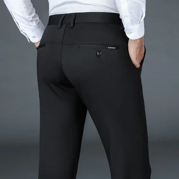 Četras sānu elastīgās mazās bikses rudens ziemas vīriešu slim gadījuma bikses jaunas uzņēmējdarbības modes dzelzs mazo taisni
