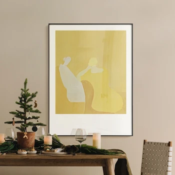 Skaistumkopšanas Anotācija Eļļas Glezna Dzelteno Lielo Sienu Mākslas Audekls Mākslas Mūsdienu Minimālisma Krāsošana Morandi Krāsu Stilu, Mājas Dekoru