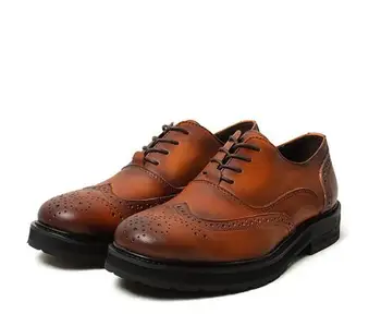 Roku cirsts Martin Kurpes vīriešu retro Britu stilā Īstas ādas kurpes vīriešu Klasika Brogue Apavi