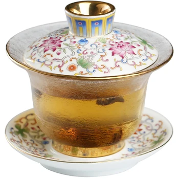 Jingdezhen -Zelta Emaljas Stikla Tējas Tase, Lielu Vienotu Tēja Alus Kausu, Augstas kvalitātes Tējas Komplekts