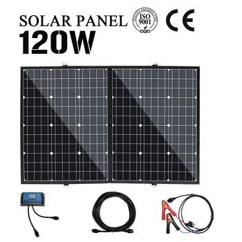 120w locīšanas saules panelis 12v 100 vatu portable akumulatora lādētājs salokāms saules paneļu komplekts kempings