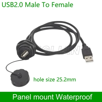 USB2.0 vīrieši sievietes 4 Pin Ūdensizturīgs Savienotājs USB Spraudni Panel Mount Kontaktligzda ar 1m Datu Kabeļa Savienotājs 50 vienības