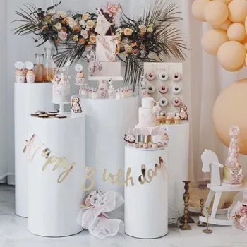 3PCS Karstā pārdošanas jaunā baltā zelta apaļā kūka stāv dzelzs deserta galda laipni kāzu dekorēšana bāzes