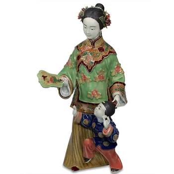 Keramikas Amatniecības Ķīniešu Stilā Seno Mātes Un Dēla Spēlēt Ainas Statuja Radošās Dzīves Telpa Darbvirsmas Apdare X2252