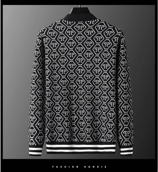 Luksusa high-end rudenī un ziemā, atšķirībā žakarda apaļu kakla džemperis vīriešu slim fit tendence personalizētu drukāšanas gadījuma Pullove