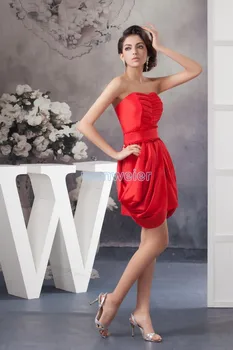 Bezmaksas piegāde līgavas meitene kleita 2013. gada jaunpienācēju plisēt plus lieluma karstā sieviešu oficiālu piparmētru sarkano bumbu kleita īsa līgavas māsa kleitas
