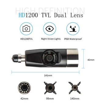 42mm HD 1200 TVL Endoskopu Kamera Ar Spilgtu Nakts Redzamības Gaismas 20m 7Inch Krāsu TFT LCD Ekrāns Dual Len Cauruļu Pārbaudes Sistēmas
