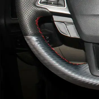 DIY Roku šūtas Oglekļa Šķiedras Melns Ādas Automašīnas Stūres Rats Segumu Ford Focus 3 Kugas Escape