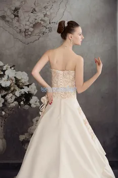 Bezmaksas piegāde 2016 chamagne līgavas fantasias diezgan plus lieluma kleitas ir darinātas pielāgoto izmēru/krāsu mežģīnes-up līgavai ravēšana kleita