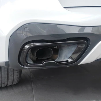 Auto Nerūsējošā Tērauda Izplūdes Muffler Pip (Astes) Kakls Rāmja Apdare Vāciņš Melns BMW X5 X6 X7 2019-2021