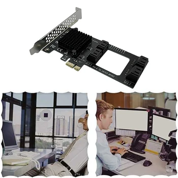 PCI-E SATA Karti ar 8-Port SATA3.0 6Gpbs PCI-E 1X Cieto Disku, Paplašināšanas Kartes Iebūvēts Pārveidotājs Desktop PC Ieguves