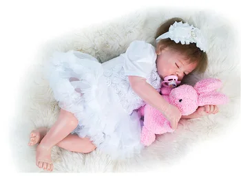 48 cm mini Atdzimis Bērnu Lelle 19 collas Silikona Atdzimis Bērnu Lelles balto skaisto princesi drēbes, baby doll, kas dzimuši Boneca