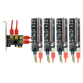 PCI-E PCIE Stāvvadu Karte 1 līdz 4 USB3.0 Adaptera Karti Reizinātājs HUB PCI Express Stāvvadu 009S Plus Stāvvadu PCIEx16 par BTC Ieguves
