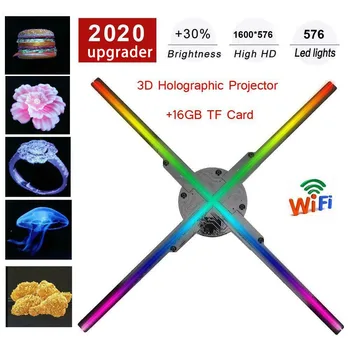 384/576 Led WiFi 3D Hologrāfisko Hologrammu Projektors Spēlētājs Neapbruņotu Aci LED Displejs, Ventilators Reklāma Gaismas 16.G TF Kartes APP Kontroles