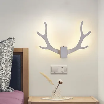 Modernās Sienas Gaismas Mājas Dzīvojamā Istaba Guļamistaba Gultas Lampa Spīdums Ragi LED Iekštelpu Sconce Balts Apgaismes Armatūru Eju Dekori