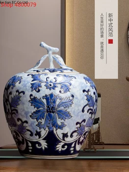 Ķīna Jingdezhen Zilā un Baltā Porcelāna Uzglabāšanas Trauciņu Dekorēšana Keramikas Maza Vāze ar
