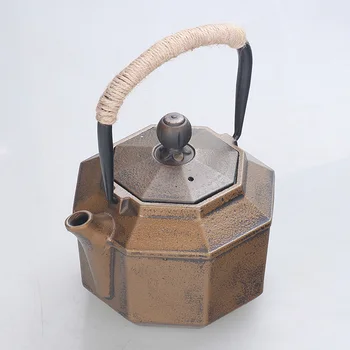 Roku darbs Japānas vecās čuguna tējkanna astoņstūra zelta non-coated Kung Fu tējkanna water kettle drinkware tējas katlā 0.85 L