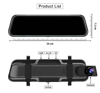 10 collas Melna 2.5 K Automašīnas DVR Touch Screen Straumēt Dual Objektīvs Video Ieraksti Atpakaļskata Spogulis Dash Cam Priekšējo Un Aizmugurējo Kameru