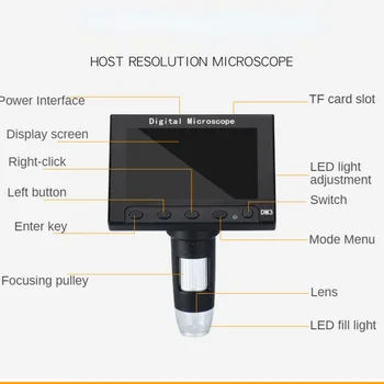 1000X Digitālo Mikroskopu, Elektroniskā Mikroskopa Kamera Lodēšanai Regulējams Lupa Ar Led un Kronšteins LCD Displejs