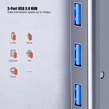 Tastatūras Doks Pro 13 Gaisa USB-C Sadalītāja Portu Veids-C Hub USB-C HUB Multi USB 3.0, HDMI Adapteris, 10-IN-1 Docking Stacijas