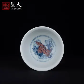 Zilā un baltā youligong kylin graudu master cup augstas kvalitātes tīra manuāli, ar roku apgleznotus porcelāna kung fu tējas tases
