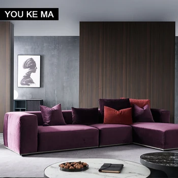 Mūsdienu vienkāršas auduma dīvāns trīs-četri sēdeklī-sēdeklis lielo dzīvokļu dzīvojamā istaba villa gaismas luksusa dīvāns