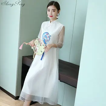 2019 ķīniešu kleita sievietēm qipao cheongsam mežģīnes vintage qipao kleitas, sieviešu elegants vakara puse oriental dress V1753