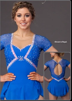Zila slidošana konkurences kleita sievietēm pasūtījuma slidošana kleitas meitenēm karstā pārdošanu vairumtirdzniecības spandex daiļslidošanas kleitu