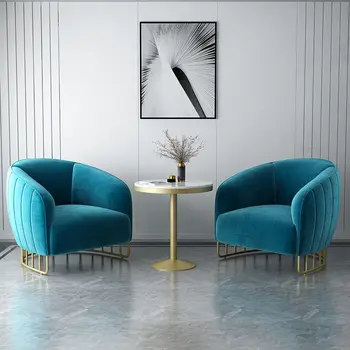Nordic Light Luksusa Auduma Viena Dīvāna, Krēsla Kombinācija Mūsdienu Dzīves Telpā, Slinks, Balkons, Guļamistabu Ikdienas Apģērbu Veikals, Dīvāns